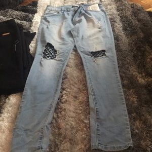 High waisted Fashion Nova Fishnet Jeans